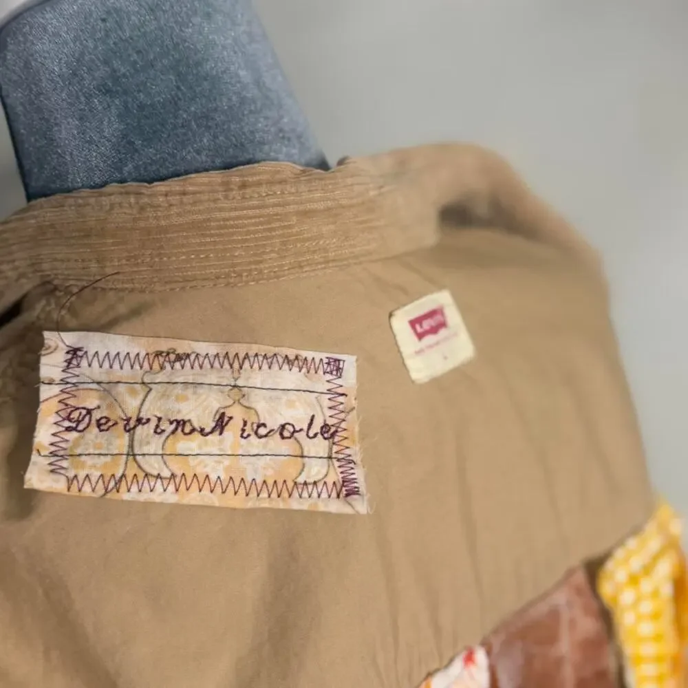 Patchwork Corduroy Jacket Oversized Boho Western Upcycled Shacket